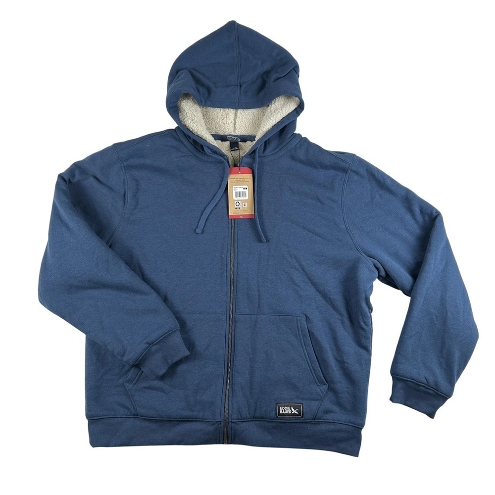 Eddie Bauer Blue Faux Shearling Lined Hoodie Size XXL